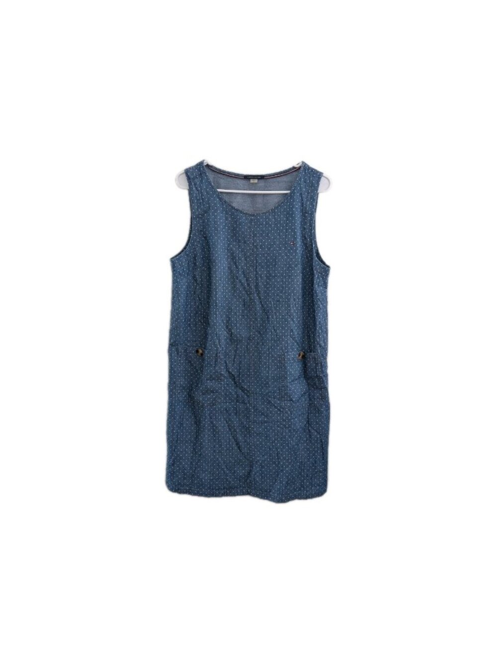Tommy Hilfiger Shift Denim Dress Women's 14 Chambray Polka Dot Lightweight 90s